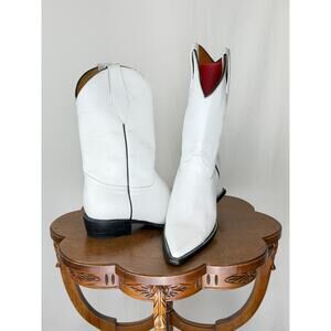 Caminos 14" Tall White Leather Western Boot US Mens 11.5 #0135C Made In Mexico